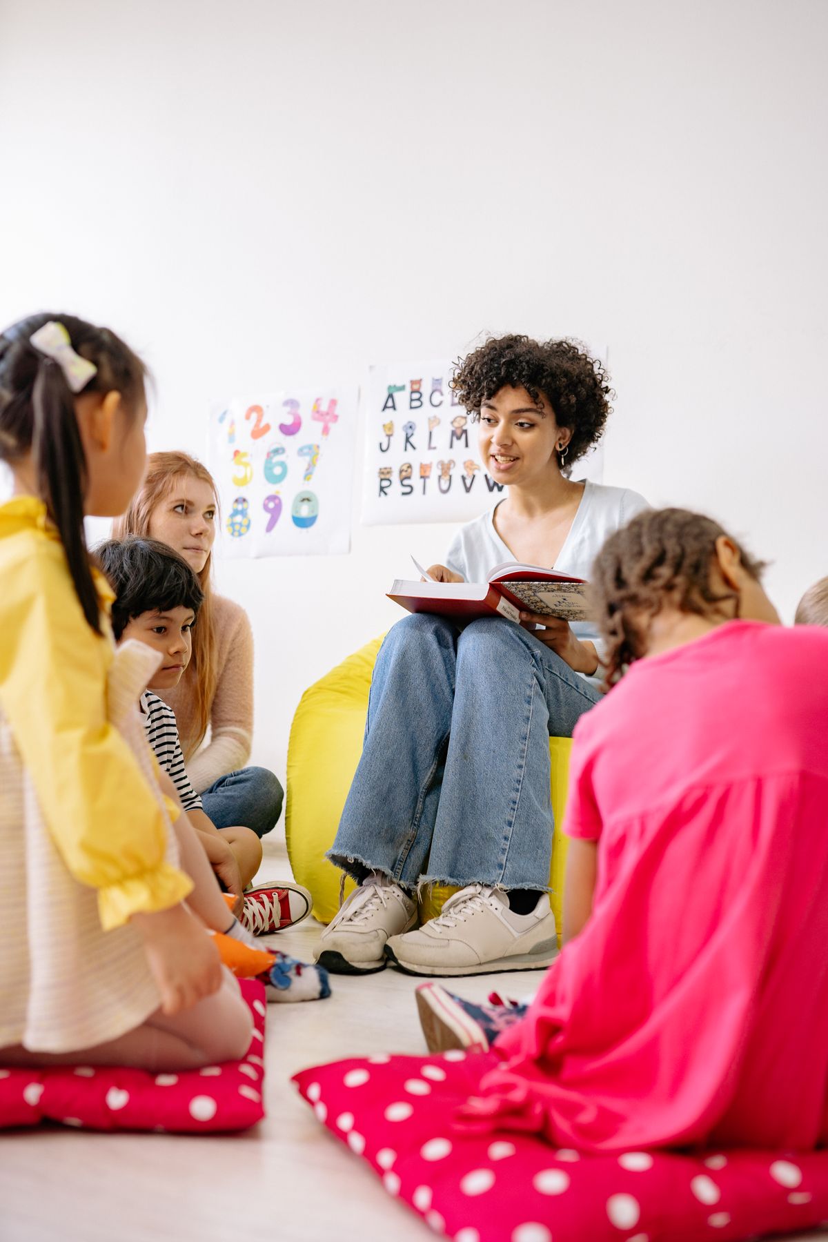 Teacher and children in a Montessori classroom at Magical Star Montessori Preschool, Anaheim